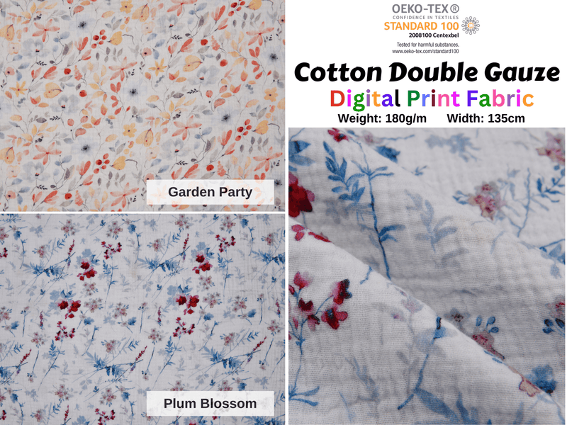 100% Cotton Double Gauze /Muslin Flower Digital Prints Fabric -6661 - G.k Fashion Fabrics