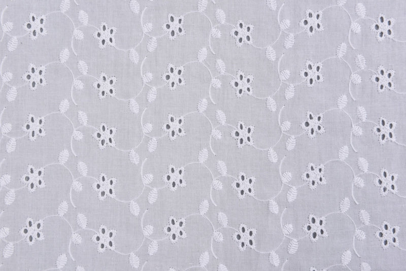 Cotton Eyelet Fabric, Delicate Flower Fabric by the Yard, off