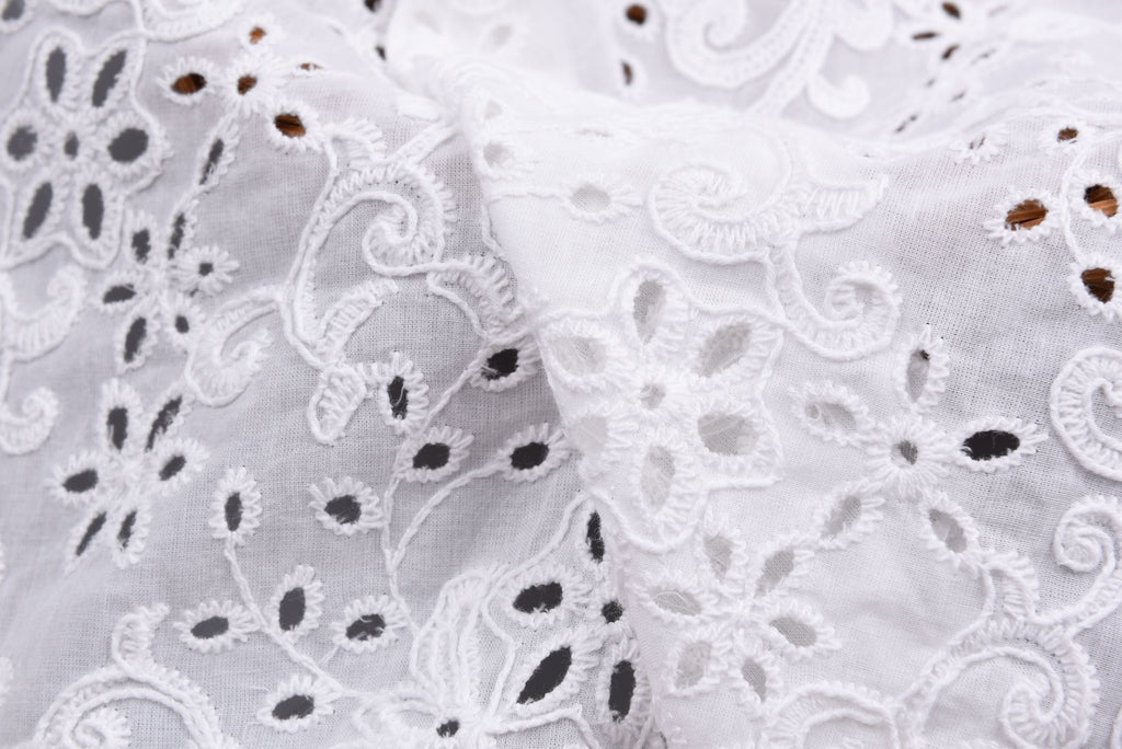 100% Cotton 3D Eyelet Embroidery White Fabric -GK- 6230 – G.k Fashion ...