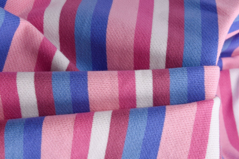 100% Cotton French Terry Yarn Dyed Stripes Fabric - S1042 - G.k Fashion Fabrics French terry