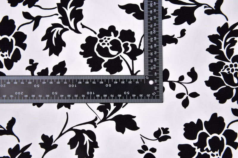 100% Cotton Half Panama Printed Fabric / Canvas printed Fabric / Black & White Blossom Digital Print Fabric - G.k Fashion Fabrics