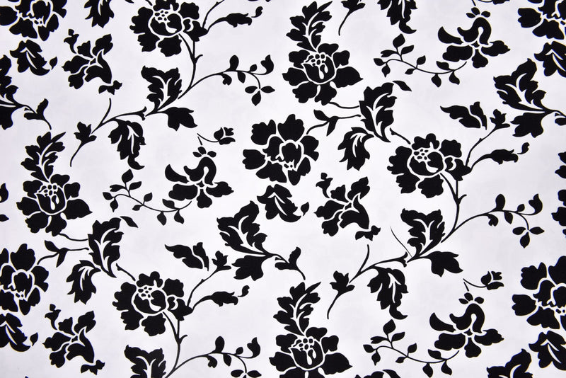 100% Cotton Half Panama Printed Fabric / Canvas printed Fabric / Black & White Blossom Digital Print Fabric - G.k Fashion Fabrics
