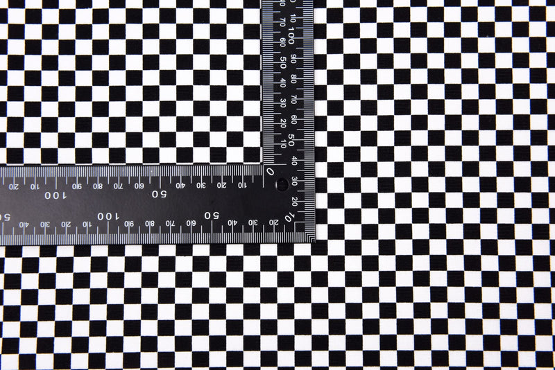 White and Royal Blue Checkered Print 100% Cotton Geometric Fabric
