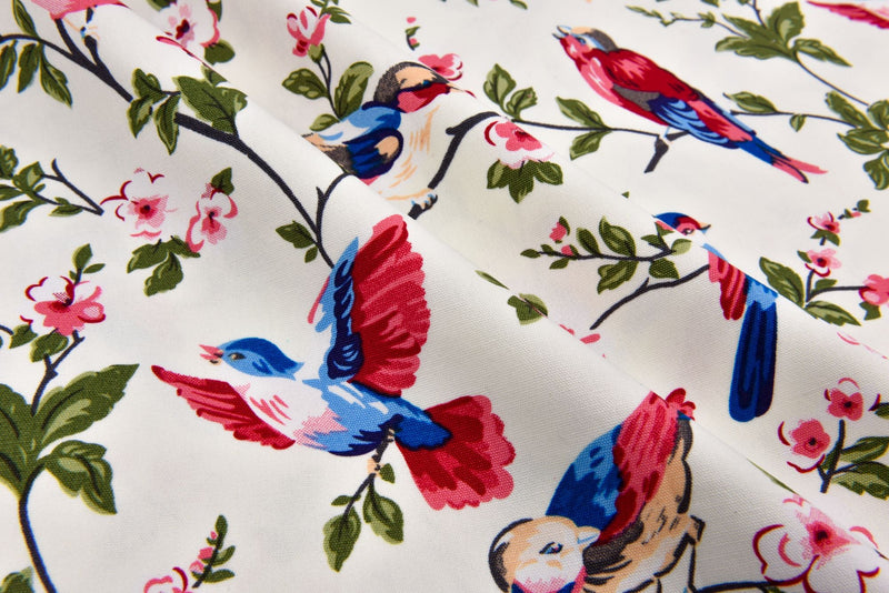 100% Cotton Half Panama Printed Fabric / Canvas printed Fabric / Chirping bird Digital Print Fabric - G.k Fashion Fabrics
