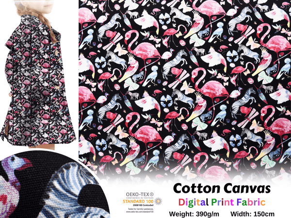 100% Cotton Half Panama Printed Fabric / Canvas printed Fabric / Flamingo Digital Print Fabric - G.k Fashion Fabrics