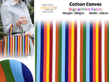 100% Cotton Half Panama Printed Fabric / Canvas printed Fabric / Multi - Color Stripe Digital Print Fabric - G.k Fashion Fabrics