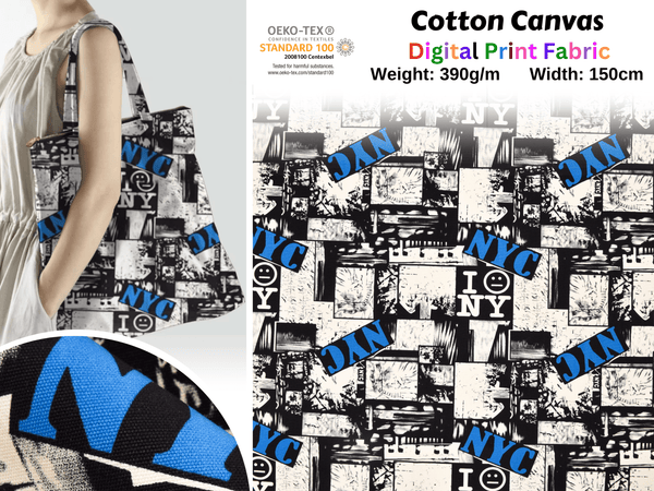 100% Cotton Half Panama Printed Fabric / Canvas printed Fabric / NYC Shades Digital Print Fabric - G.k Fashion Fabrics