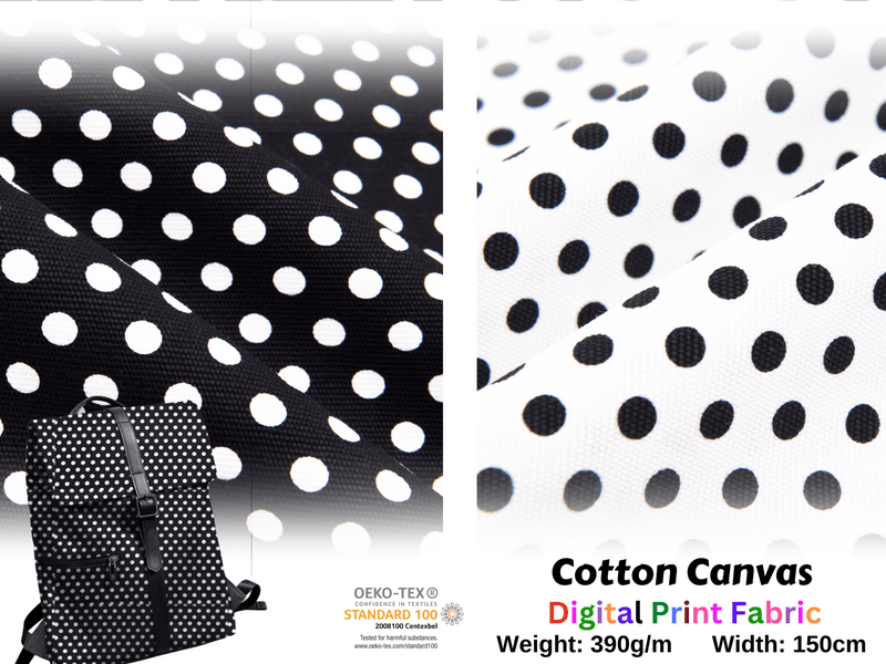 100% Cotton Half Panama Printed Fabric / Canvas printed Fabric / Polka Dots Digital Print Fabric - G.k Fashion Fabrics