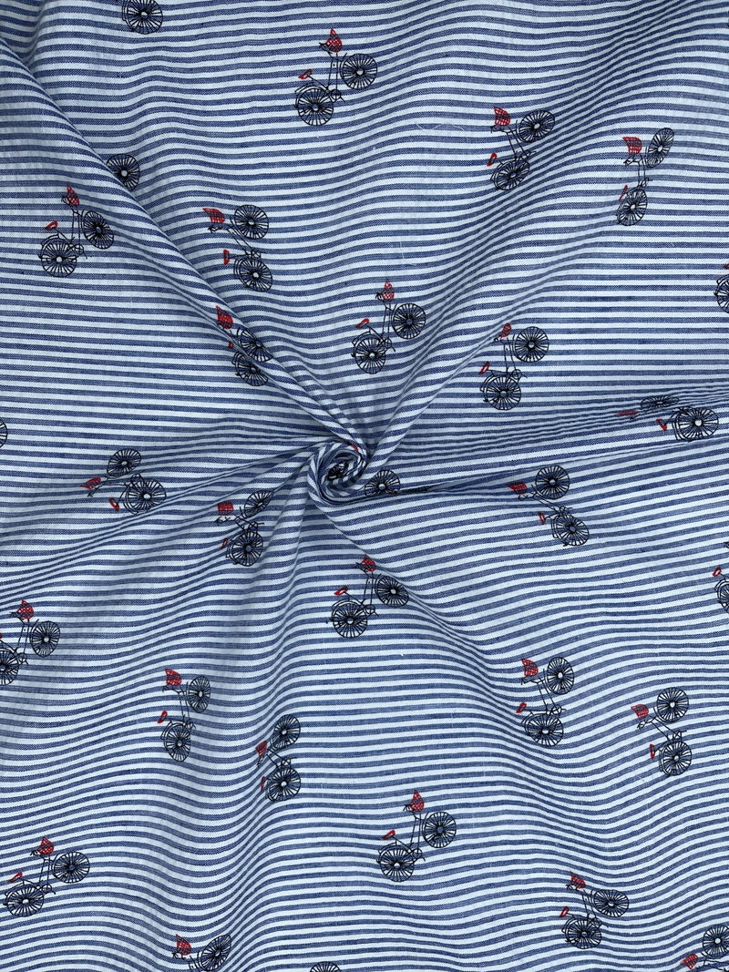100% Cotton Seersucker Bicycle Stripes Fabric - G.k Fashion Fabrics seersucker