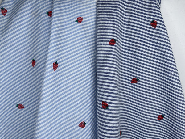 100% Cotton Seersucker Strawberry Stripes Fabric - G.k Fashion Fabrics seersucker