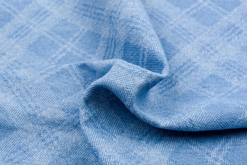 100% Cotton Washed Denim Plaid Jacquard Fabric