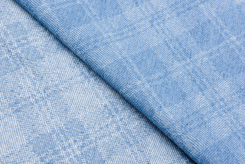100% Cotton Washed Denim Plaid Jacquard Fabric - G.k Fashion Fabrics denim