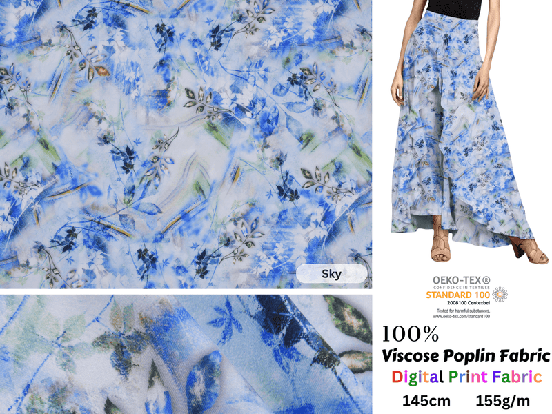 100 % Viscose Poplin Digital Print Fabric - 1002 - G.k Fashion Fabrics