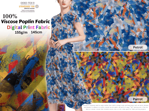 100 % Viscose Poplin Digital Print Fabric - 1009 - G.k Fashion Fabrics