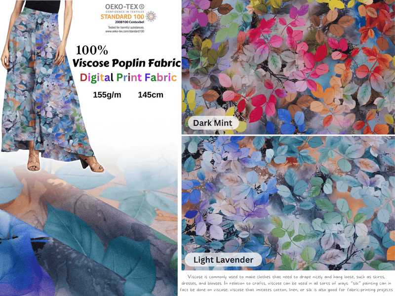 100 % Viscose Poplin Digital Print Fabric - 1030 - G.k Fashion Fabrics