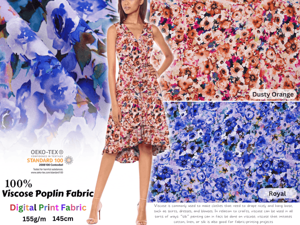 100 % Viscose Poplin Digital Print Fabric - 1049 - G.k Fashion Fabrics