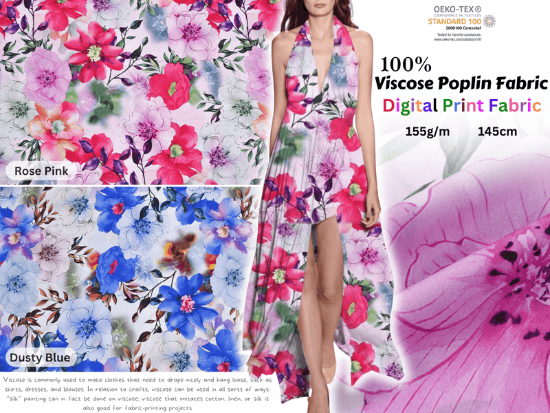 100 % Viscose Poplin Digital Print Fabric - 1060 - G.k Fashion Fabrics