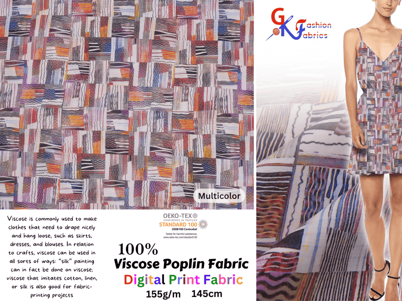 100 % Viscose Poplin Digital Print Fabric - 1081 - G.k Fashion Fabrics