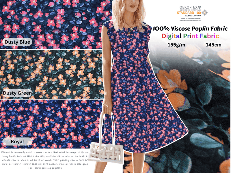 100 % Viscose Poplin Digital Print Fabric - 1089 - G.k Fashion Fabrics