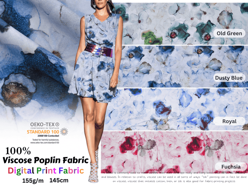 100 % Viscose Poplin Digital Print Fabric - 1092 - G.k Fashion Fabrics