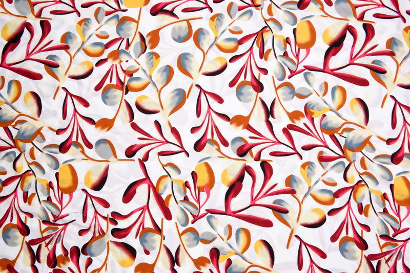 100% Viscose Poplin - Tropical Leaves Print Fabric - 61007 - G.k Fashion Fabrics viscose