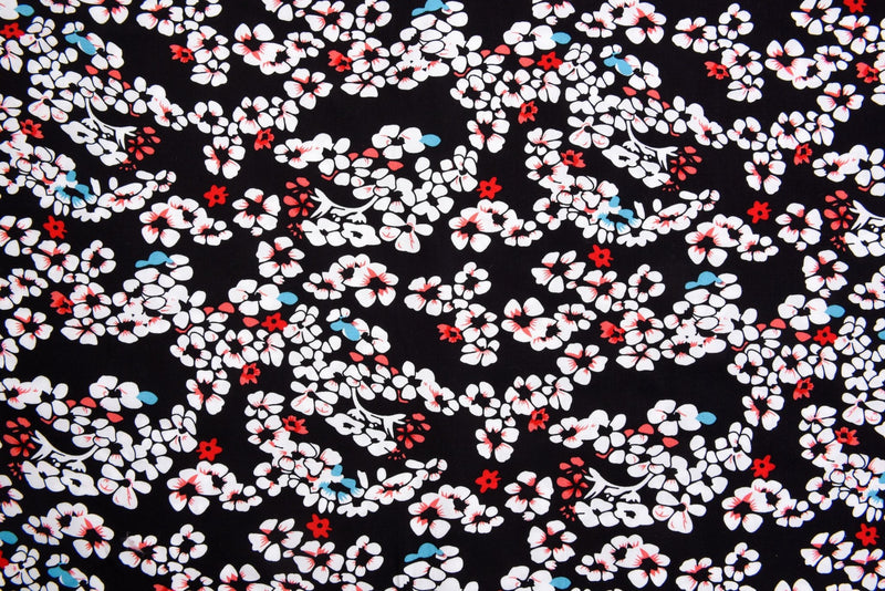 100% Viscose Poplin - White Daisy Floral Print Fabric - 61018 - G.k Fashion Fabrics viscose