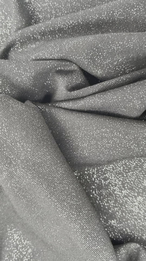 Knit Viscose Open end Spandex Silver Sparkling Fabric