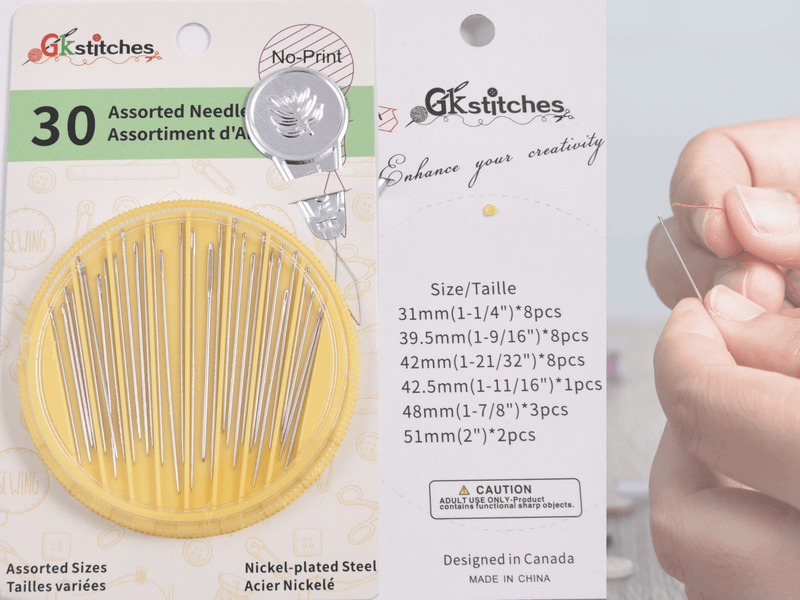 30 Assorted needles + threader - G.k Fashion Fabrics Needle Threaders
