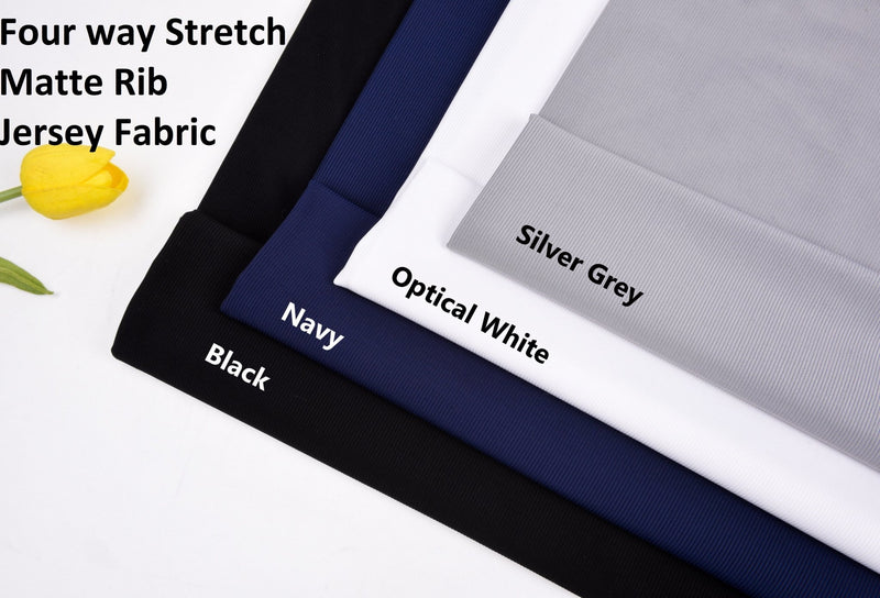 4 way Stretch Matte Rib Jersey Fabric, Sports Stretch Fabric Swimwear Spandex Stretch Fabric, Fabric for Swimwear - G.k Fashion Fabrics