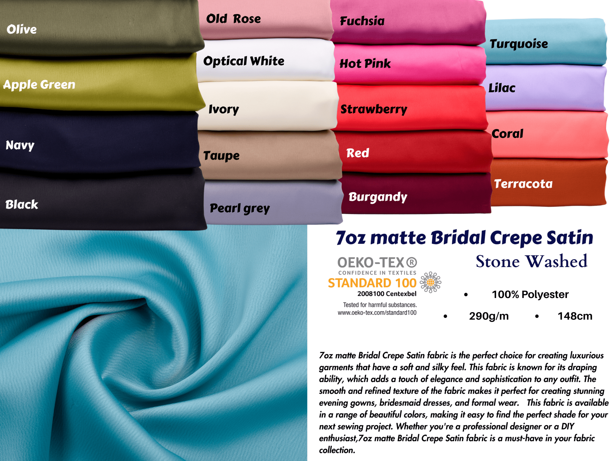 7oz matte Bridal Crepe Satin Fabric – G.k Fashion Fabrics