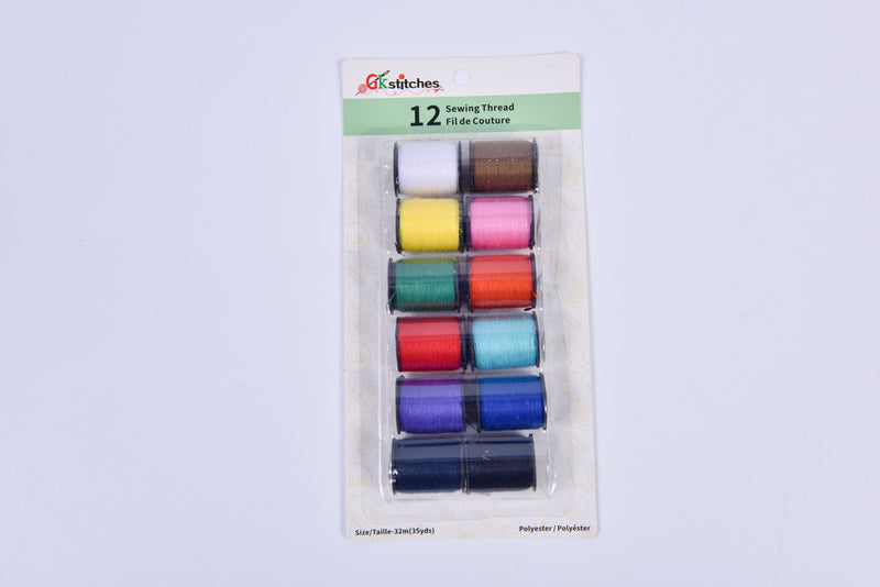 12 pieces sewing threads pack - G.k Fashion Fabrics Thread & Yarn Spools