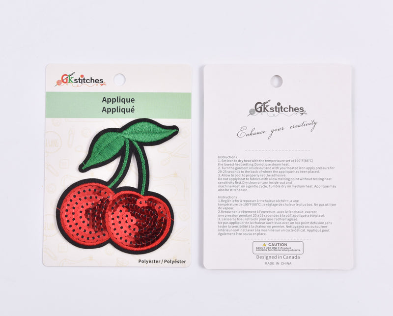 Cherry Patch on Iron (1 Piece per Pack) - G.k Fashion Fabrics Patches