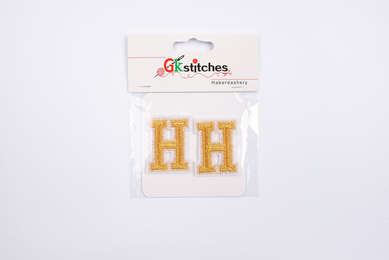 Alphabet, Gold, Silver Letters Patch (2 Pieces Pack) Iron on , Sew on, Embroidered patches. - GK 53 - G.k Fashion Fabrics