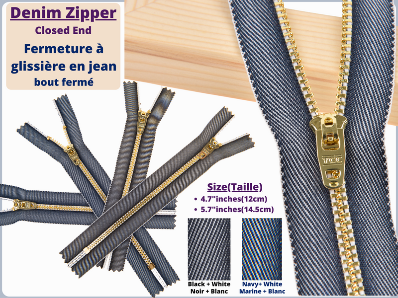 One - Way Close-End Denim Zippers - G.k Fashion Fabrics Zippers