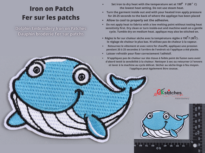 Dolphin Iron Patch (1 piece per pack) - Gkstitches