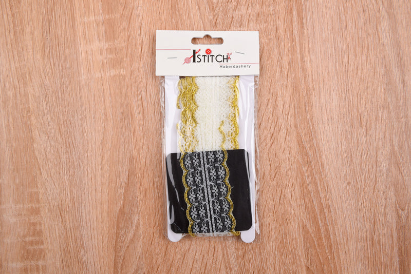 Thin Lace Border Fabric Ribbon Trim GK- 59 ( 5 Yards Pack) – Gkstitches