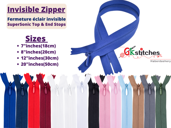 One - way Non-separating Invisible Zippers - G.k Fashion Fabrics Zippers