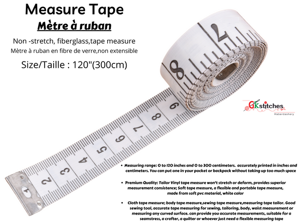 Measurement Tape 120 inches - G.k Fashion Fabrics Elastic Type