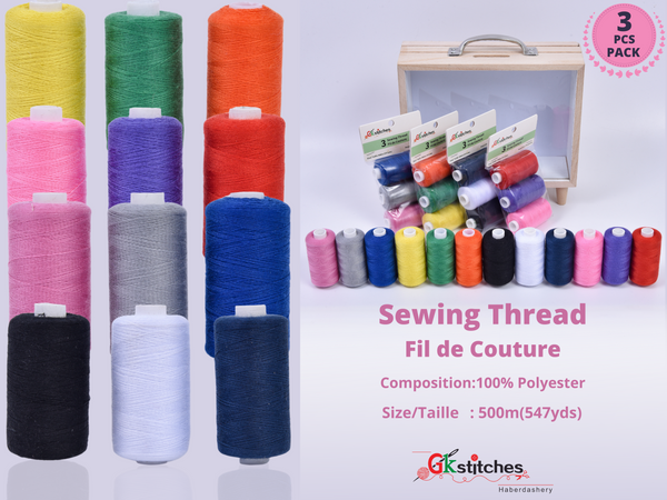 100 % Polyester Sewing Threads 500 m, Single threads - G.k Fashion Fabrics Yellow - Single thread Thread & Yarn Spools