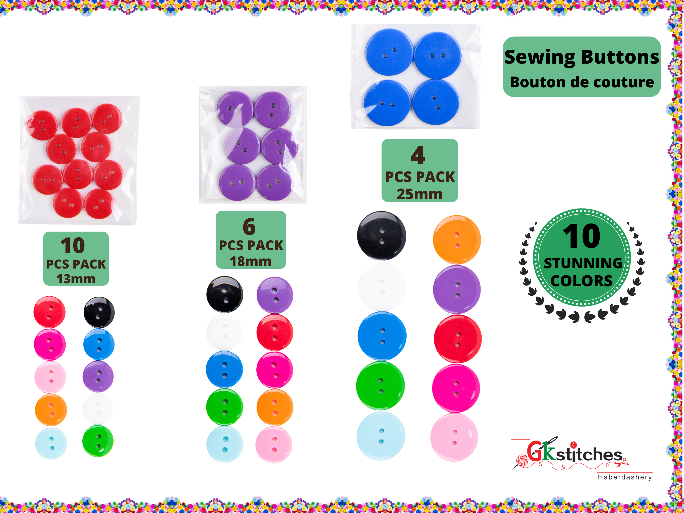 One color Two Hole Buttons pack – G.k Fashion Fabrics