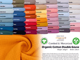 All Colors Pack Swatches - G.k Fashion Fabrics 100% ORGANIC Double Gauze Plain Fabric / 10x10 cm/ All Colors Swatches Pack