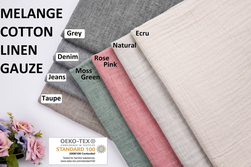 All Colors Pack Swatches - G.k Fashion Fabrics Mélange Cotton Linen Gauze Fabric / 10x10 cm/ All Colors Swatches Pack