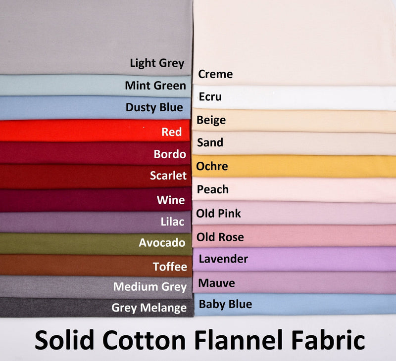 All Colors Pack Swatches - G.k Fashion Fabrics Solid Cotton Flannel Fabric / 10x10 cm/ All Colors Swatches Pack