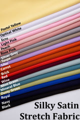 All Colors Pack Swatches - G.k Fashion Fabrics Premium Silky Satin Stretch Fabric / 10x10 cm/ All Colors Swatches Pack
