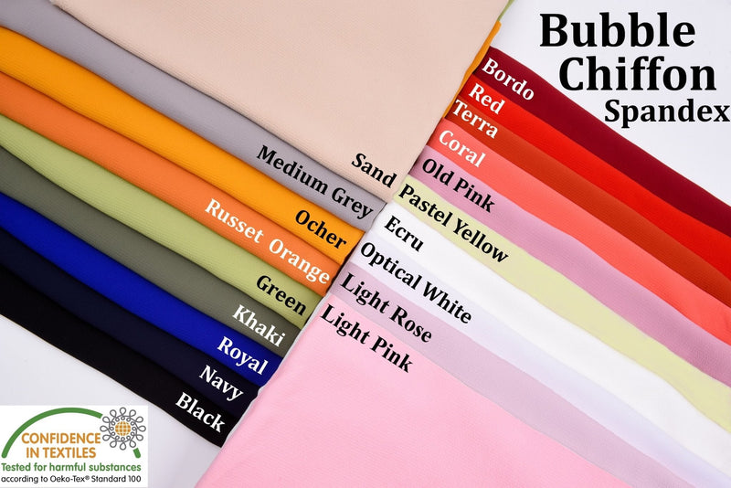 All Colors Pack Swatches - G.k Fashion Fabrics Bubble Chiffon Fabric / 10x10 cm/ All Colors Swatches Pack