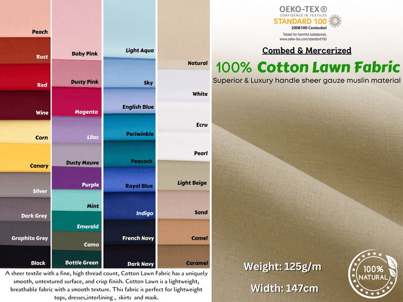 All Colors Pack Swatches - G.k Fashion Fabrics Voile Lawn cotton Fabric 100% Cotton / 10x10 cm/ All Colors Swatches Pack