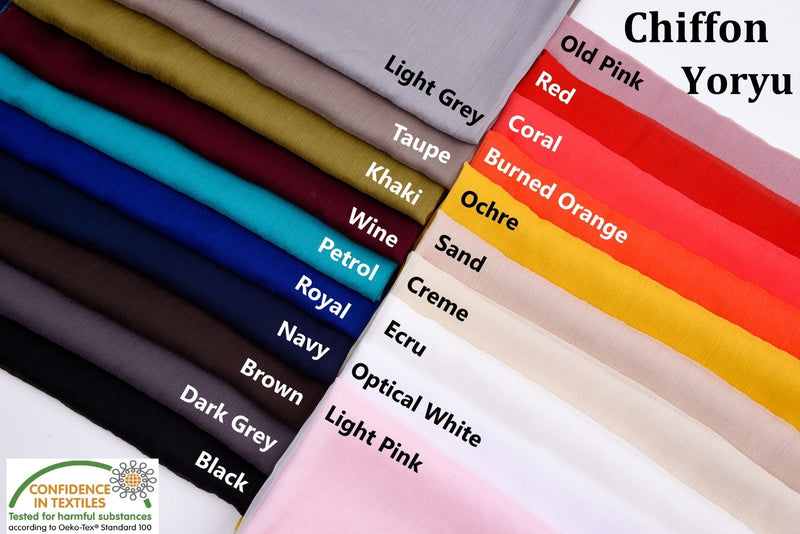 All Colors Pack Swatches - G.k Fashion Fabrics Chiffon Yoryu Fabric Crinkled Chiffon / 10x10 cm/ All Colors Swatches Pack