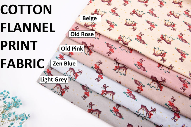 All Colors Pack Swatches - G.k Fashion Fabrics Bambi / Deer Print Cotton Flannel Fabric / 10x10 cm/ All Colors Swatches Pack
