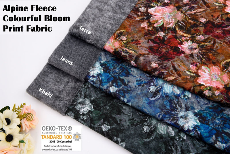 All Colors Pack Swatches Part 2 - G.k Fashion Fabrics Alpine Fleece Colorful Bloom Print Fabric - 5009 / 10x10 cm/ All Colors Swatches Pack