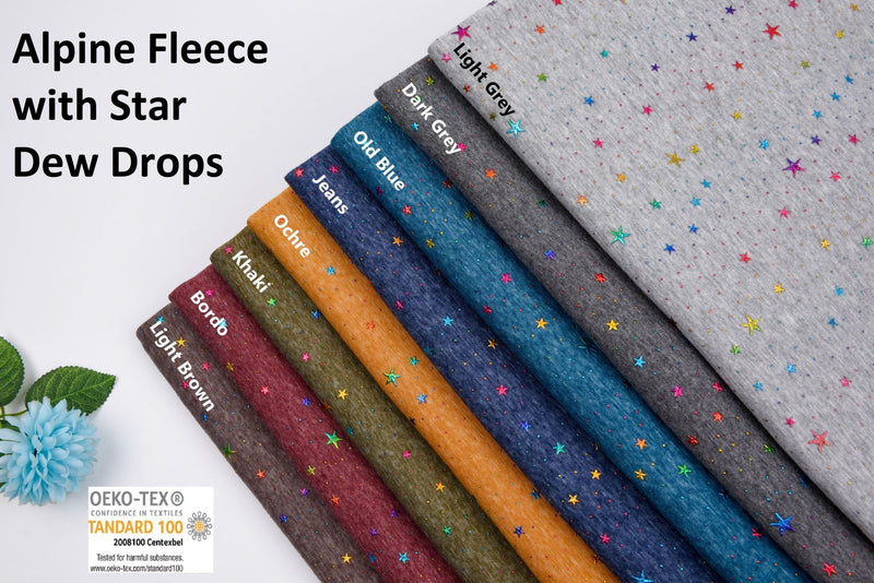 All Colors Pack Swatches Part 2 - G.k Fashion Fabrics Alpine Fleece with Star Dew Drops Fabric- 18490 / 10x10 cm/ All Colors Swatches Pack